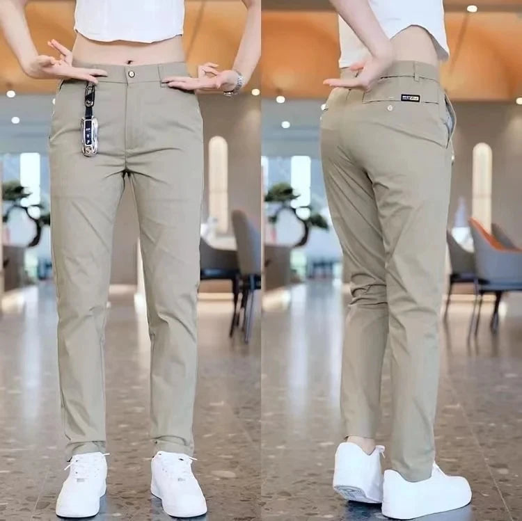 Slim Fit Mid-Rise Golf Trousers