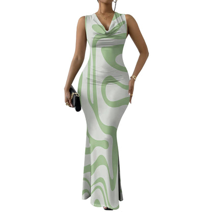 Women's Colorful Geometric Off-Shoulder Maxi Dress