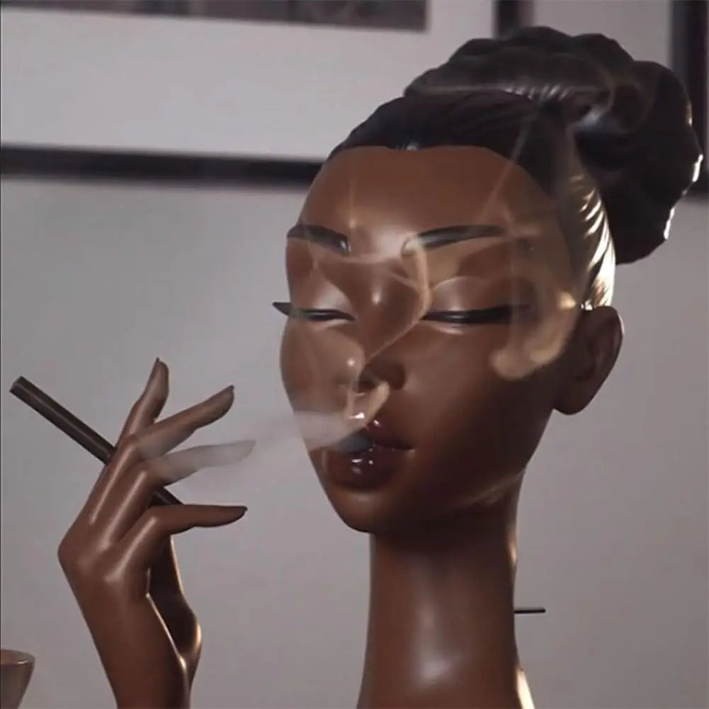 Black Lady Smoker Sculpture