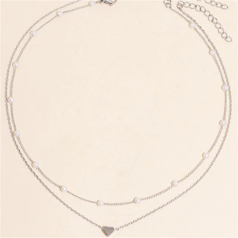 Pearl Heart Choker Necklace