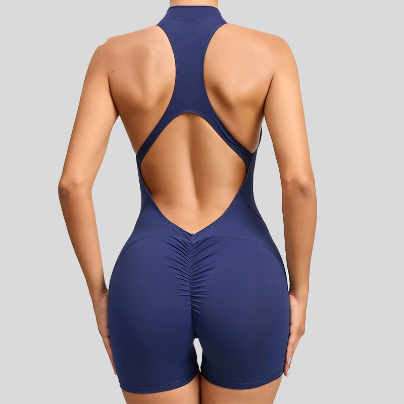 Nylon Patchwork Long Sleeve True-To-Size Fit Sports Jumpsuit