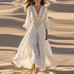 Women’s White Boho Beach Dress