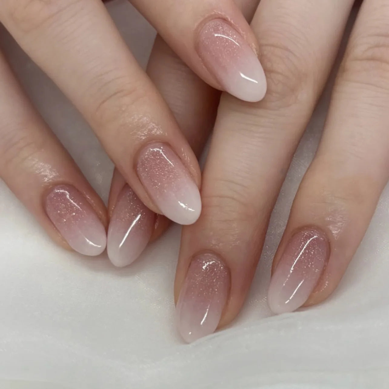 French Tip Fake Nails Almond