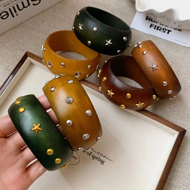 Vintage Wooden Round Bangle