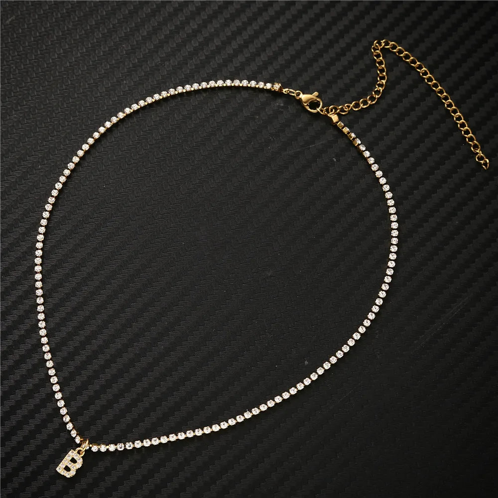 Crystal Letter Initial Necklace