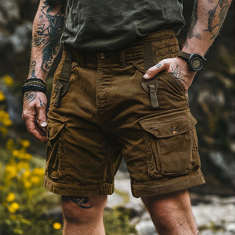 Corduroy Straight Cargo Shorts