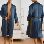 Ice Silk Pajamas 2Pcs Bathrobe