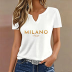 Milano Italia Letter V-Neck Tee