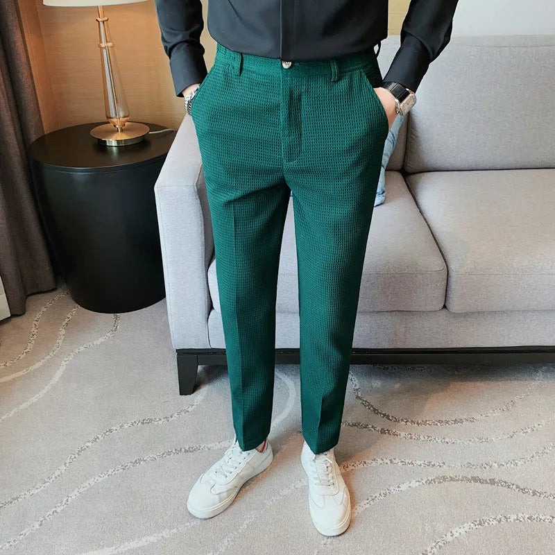Waffle Stretch Slim Formal Trousers