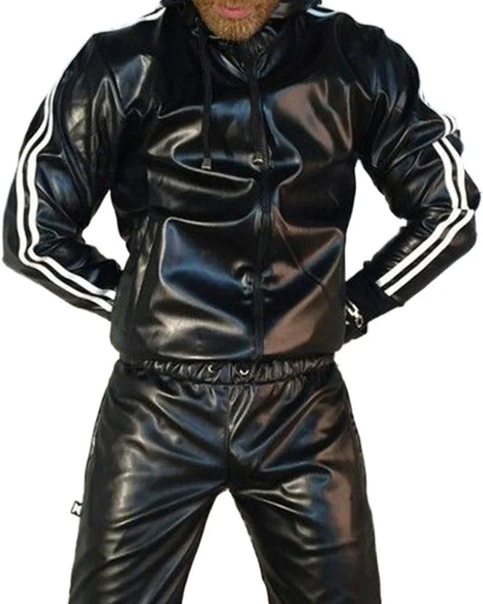 Men's PU Leather Tracksuit