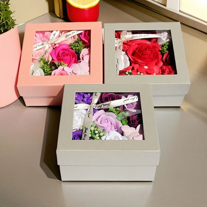 Square Soap Rose Flower Gift Box