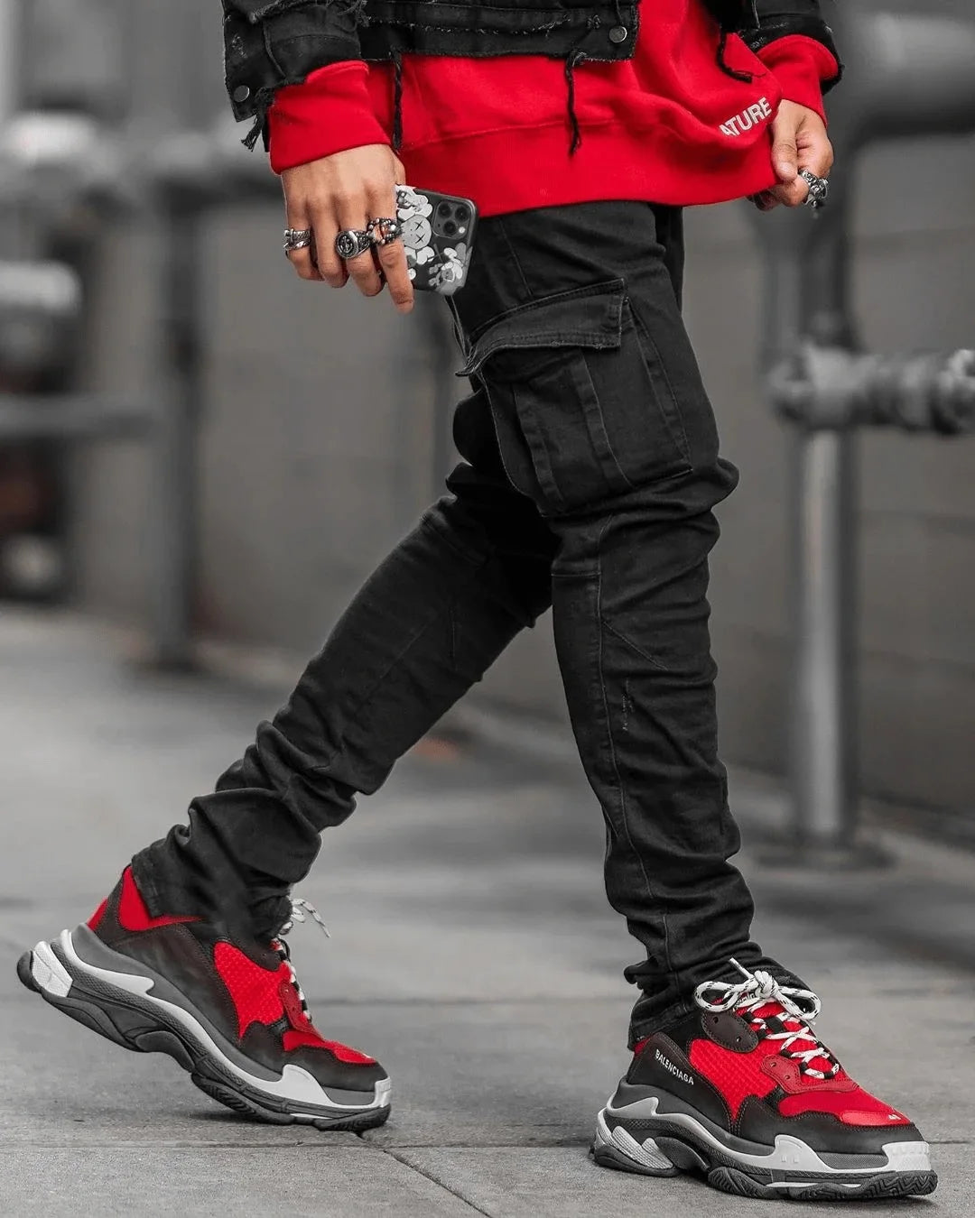 Cargo Denim Multi-Pocket Jeans