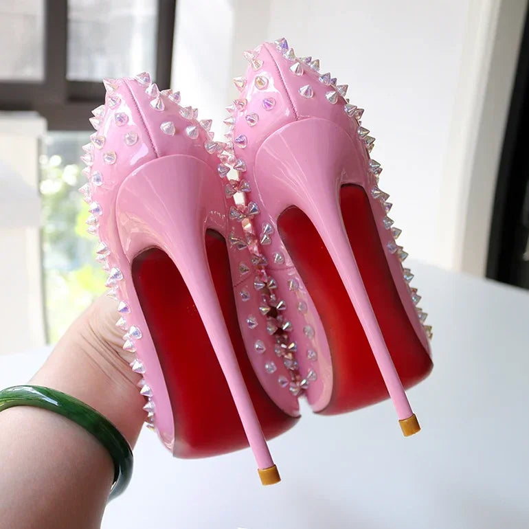 Studded Patent Leather Pumps