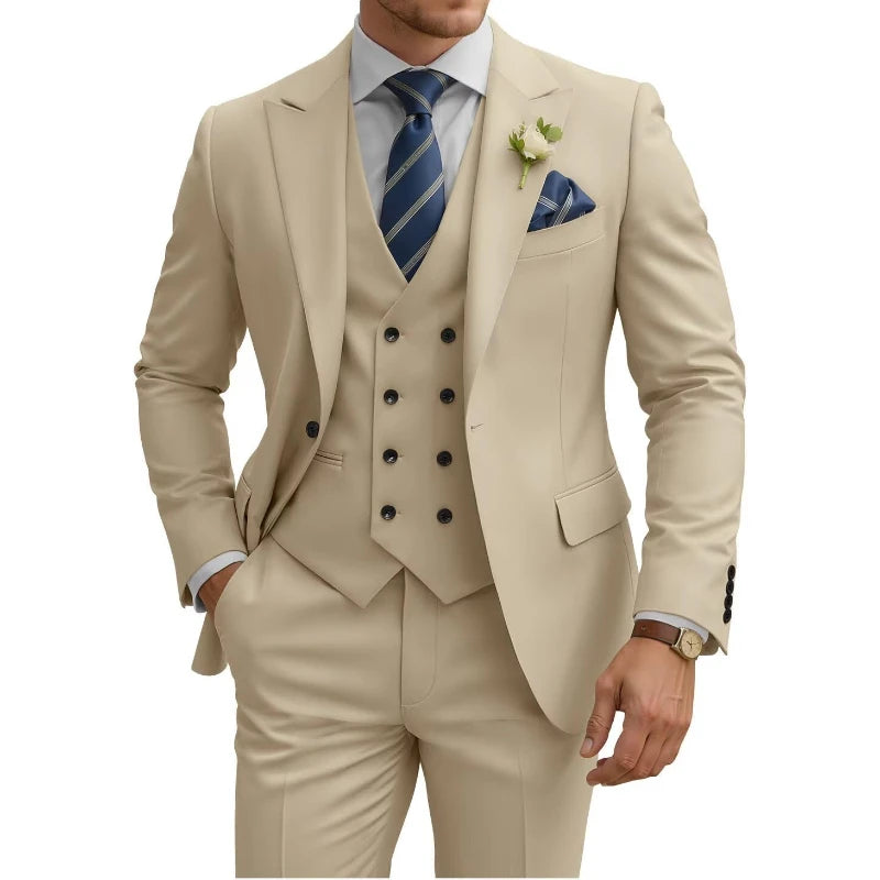 Three-Piece Double-Breasted Formal Tuxedo