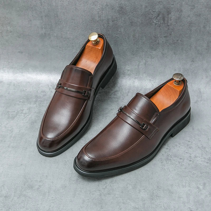 Round-Toe Formal Leather Loafers