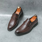 Round-Toe Formal Leather Loafers