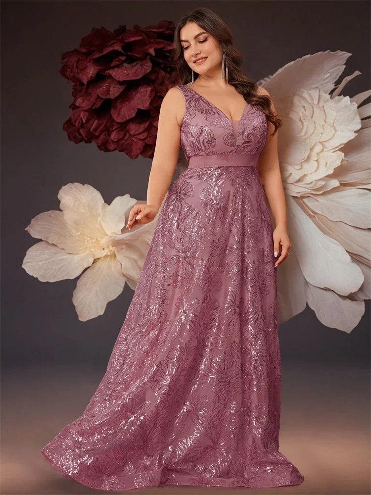 Deep V-Back Sequin Gown