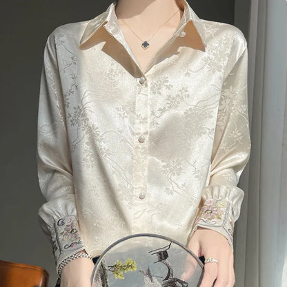 Elegant Satin Cinched Blouse
