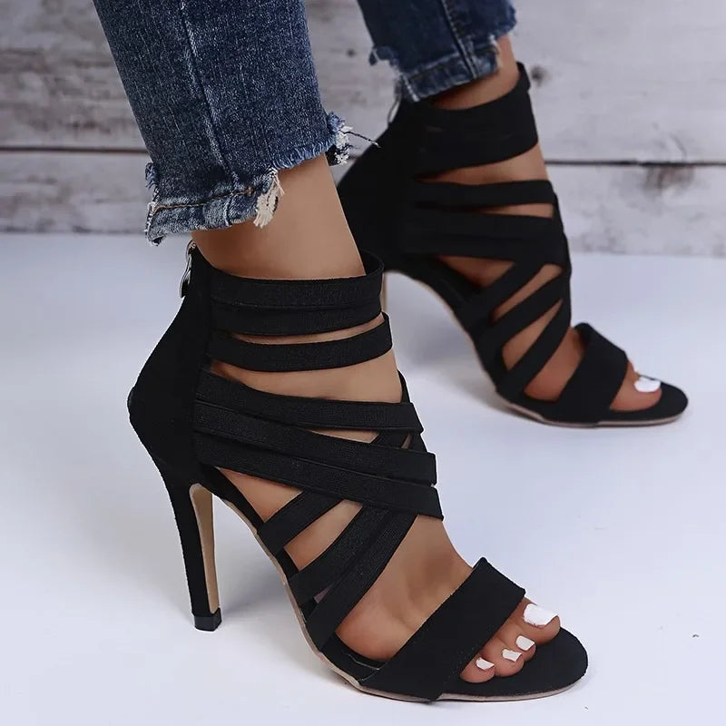 Zipper Gladiator High Heel Sandals