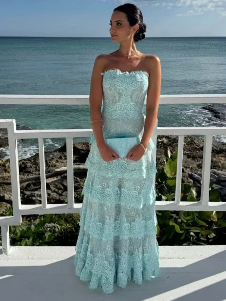 Tiered Lace Maxi Gown