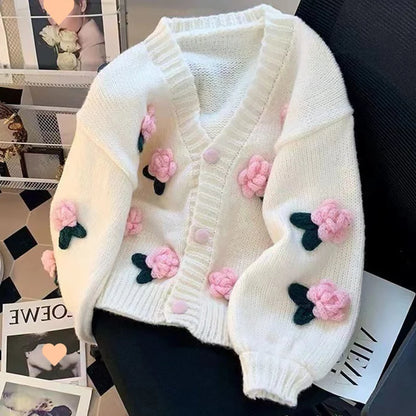 3D Flower Knit Cardigan