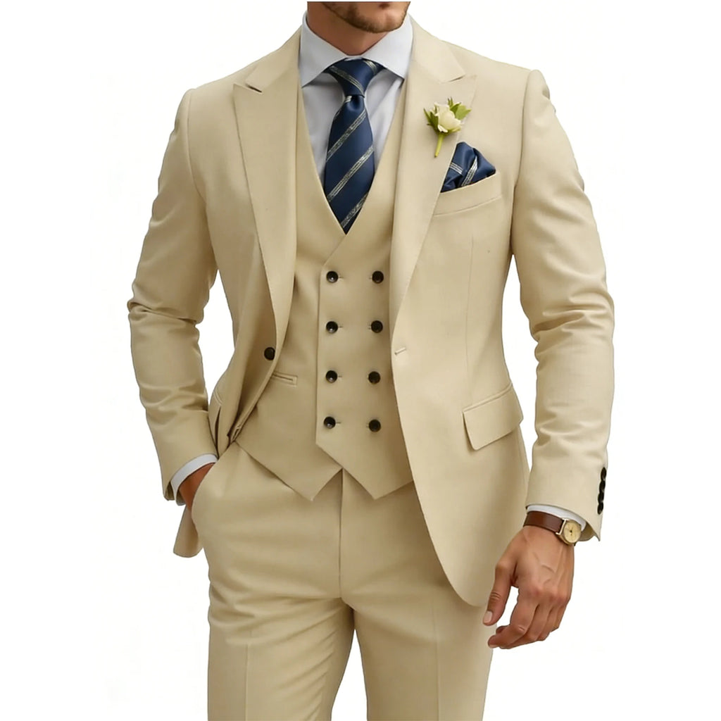 Three-Piece Double-Breasted Formal Tuxedo