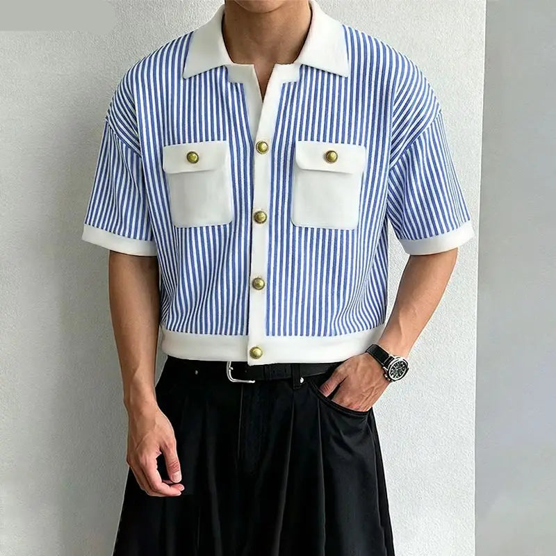 Striped Patchwork Casual Shirt