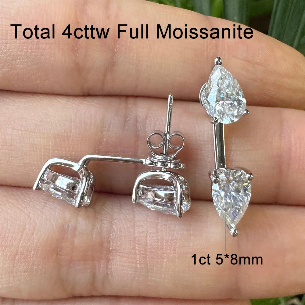 Double Pear Moissanite Stud Earrings