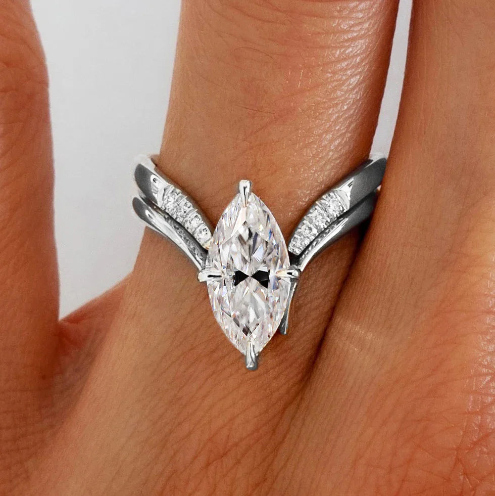 BXINY Marquise Cut Moissanite Ring Set