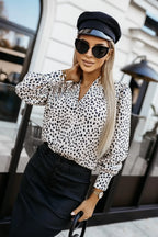Polka Dot Puff-Sleeve Blouse