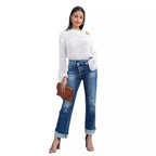 Women Ripped Ankle Jeans