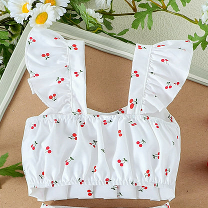 Baby Girl Cherry Heart Top & Skirt Set