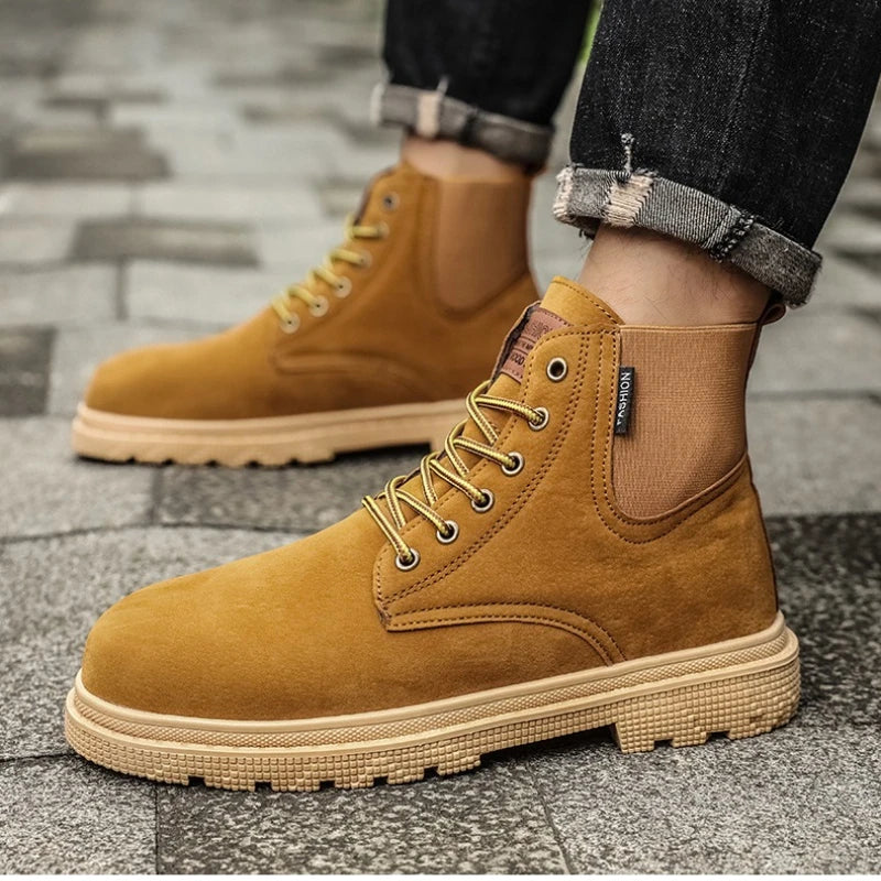 MaiJiaKa Flat-Heel Leather Boots