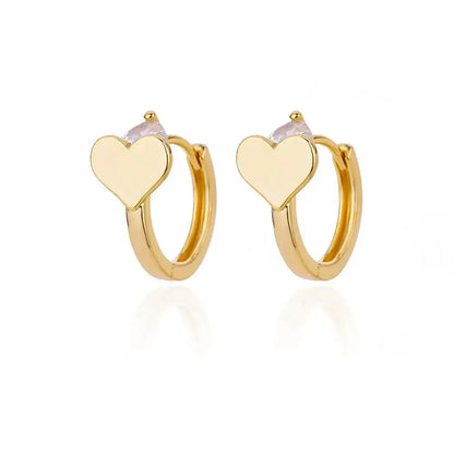 Hollow zircon heart earrings