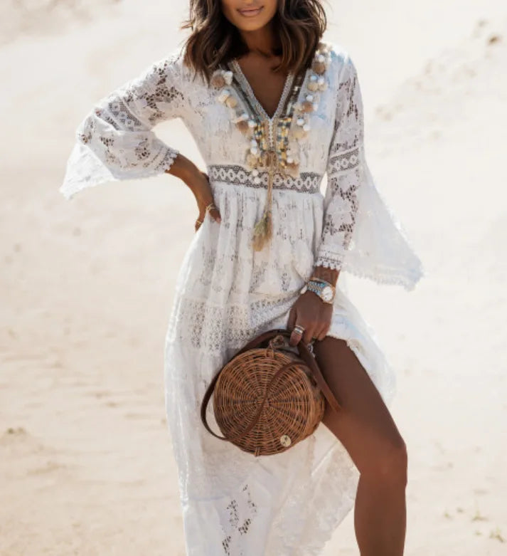 White Lace Cotton Sundress