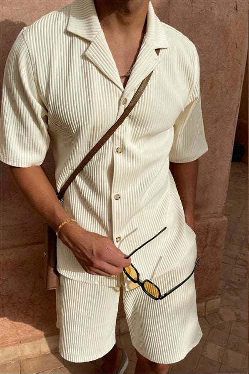 Corduroy Shirt Shorts Beach Set