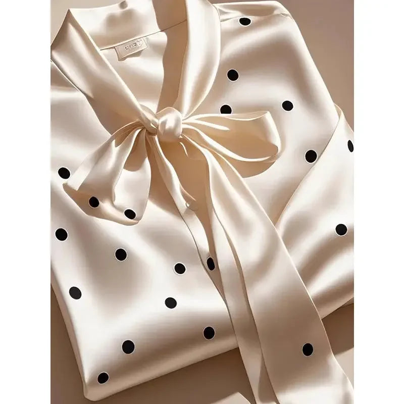 Elegant Satin Polka Blouse