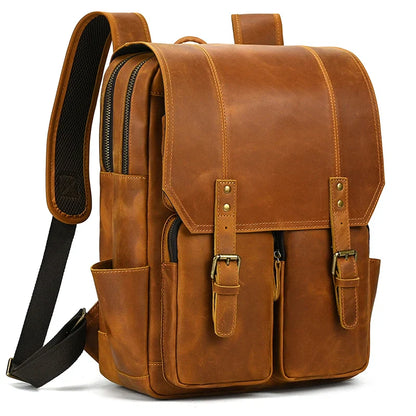 Men’s Retro Leather Travel Backpack