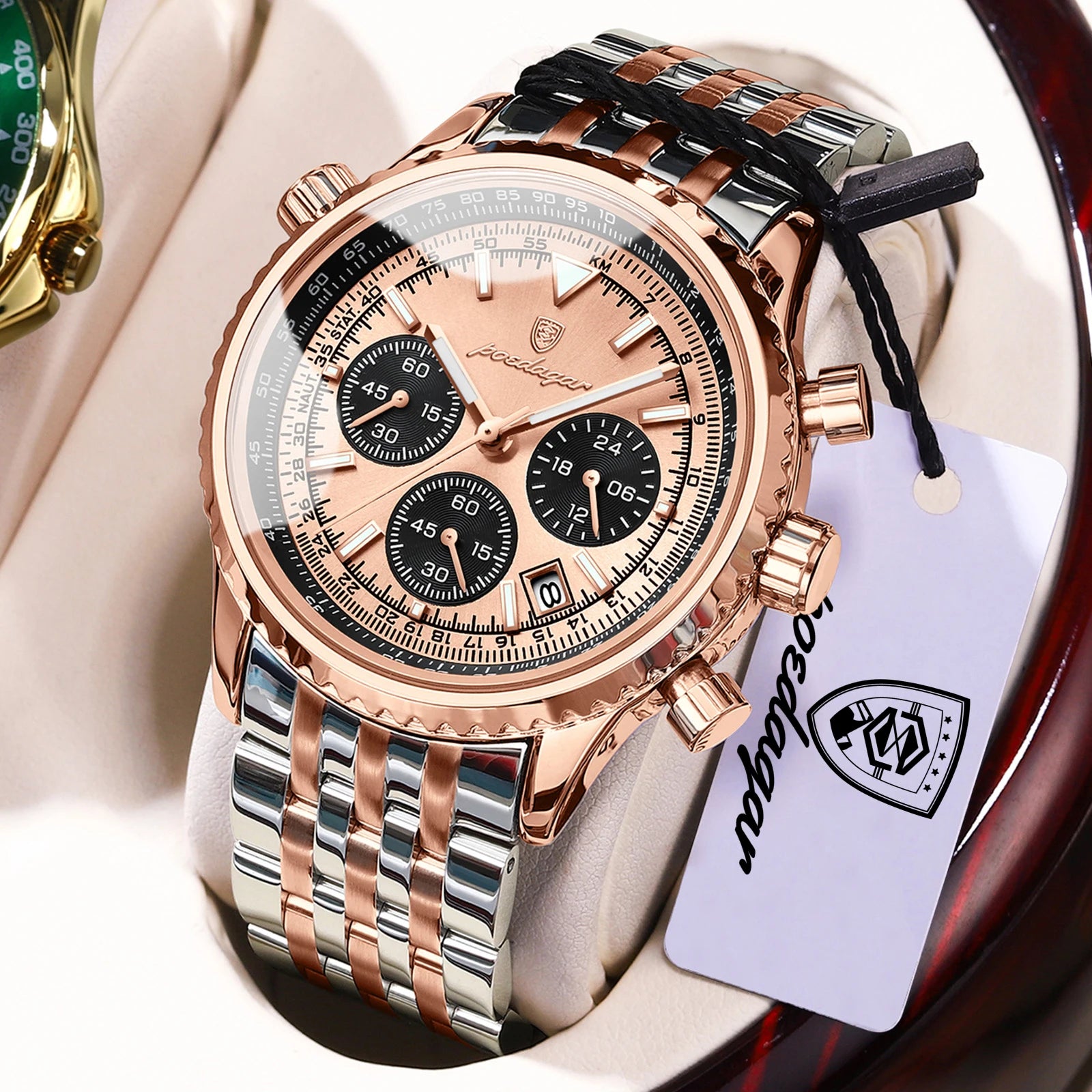 POEDAGAR Business Blue Steel Watch