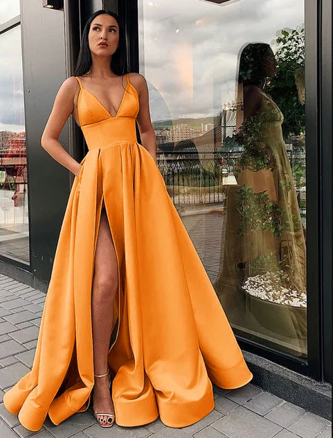 Satin Halter Ball Gown