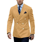 Linen Double-Breasted Slim Tuxedo Blazer