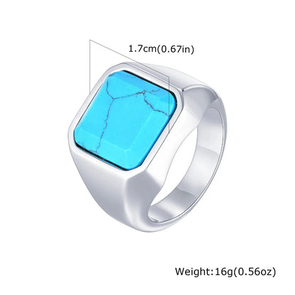 Punk Natural Stone Stainless Steel Ring