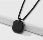 SMALING Black Square Necklace