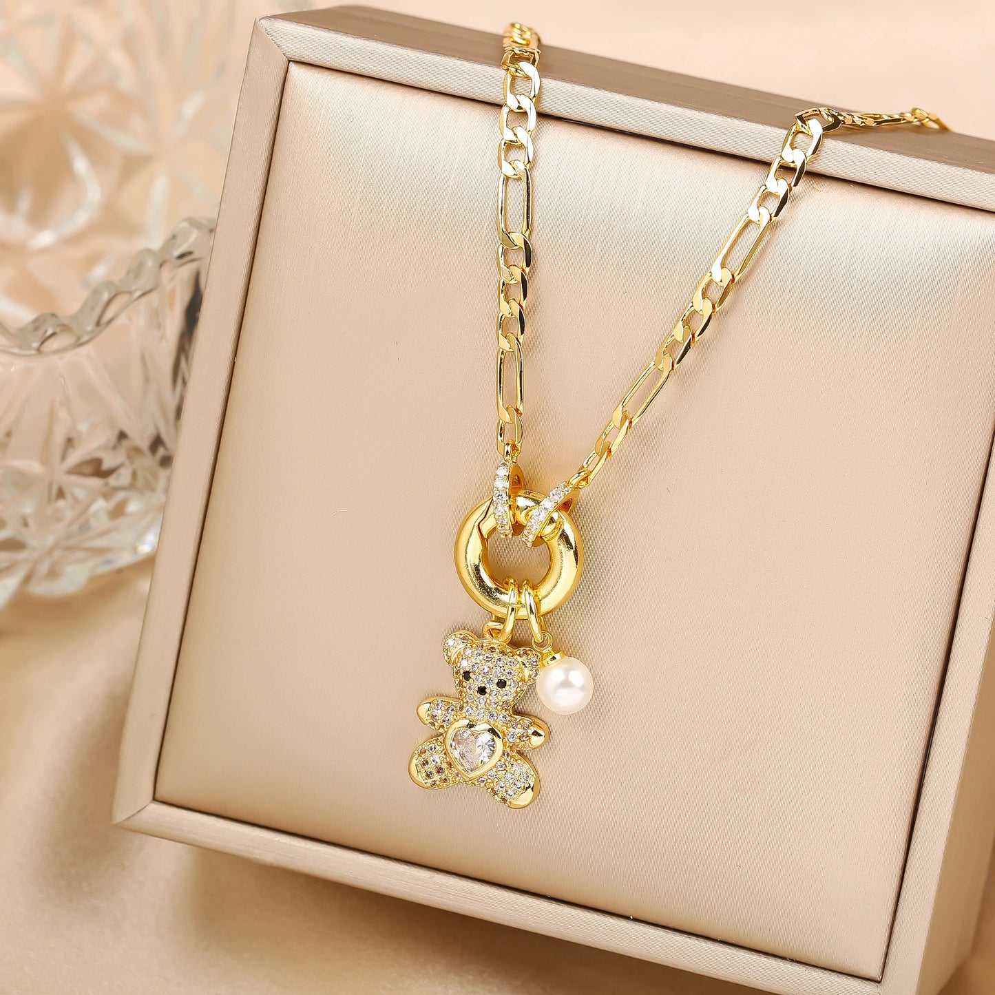 Crystal Bear Pendant Necklace