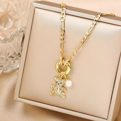 Crystal Bear Pendant Necklace