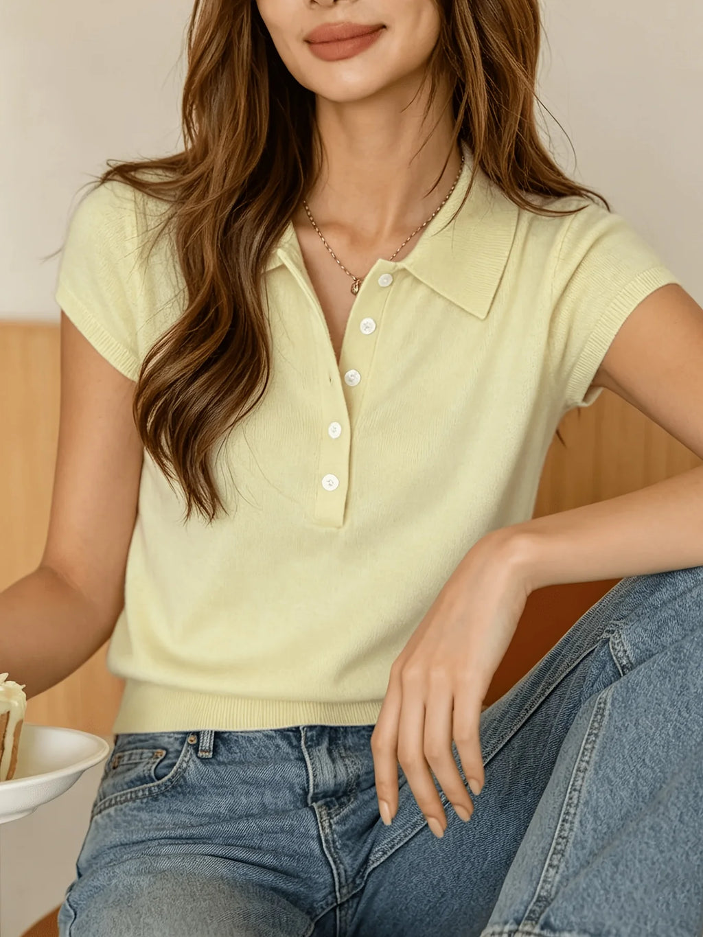 Polo Collar Knit Top