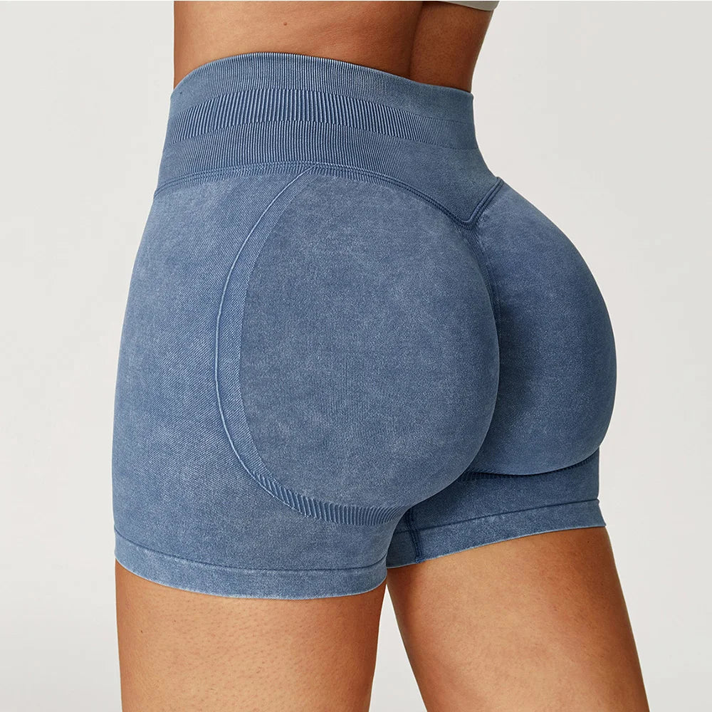 Sand-Washed High-Waist Yoga Shorts