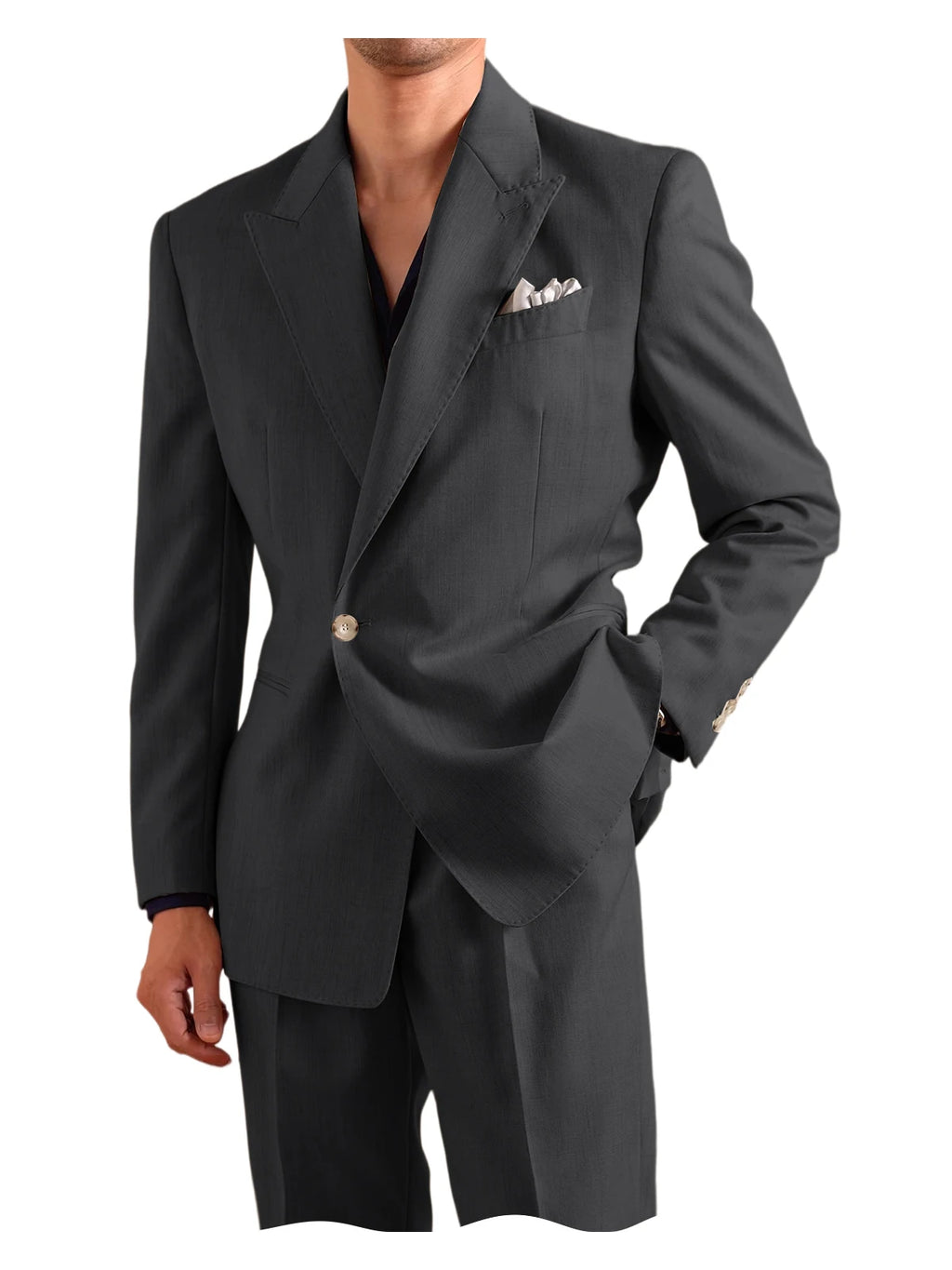 Linen Peak-Lapel One-Button Suit Set