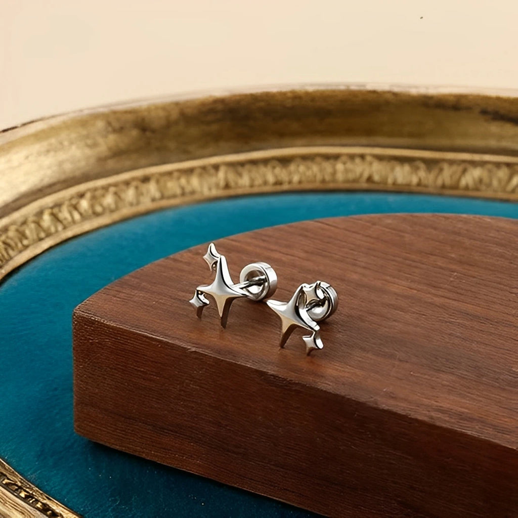Star Screw Back Stud Earrings