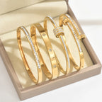 Floral Zircon Bangle Bracelet